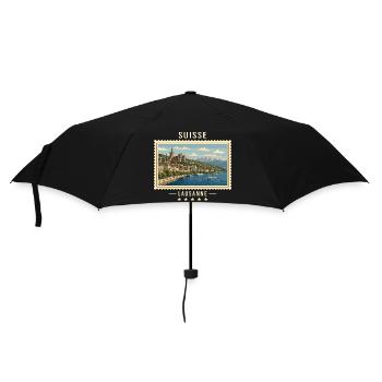 Schweiz Lausanne Vintage Reisemarke - Regenschirm (klein) - Schwarz - Vorne