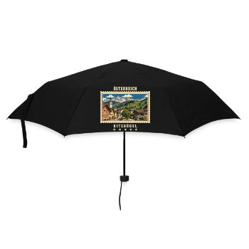 Österreich Kitzbühel Vintage Reisemarke - Regenschirm (klein) - Schwarz - Vorne