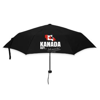 Kanada Auswandern - Regenschirm (klein) - Schwarz - Vorne