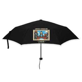 Großbritannien Chester Vintage Reisemarke - Regenschirm (klein) - Schwarz - Vorne