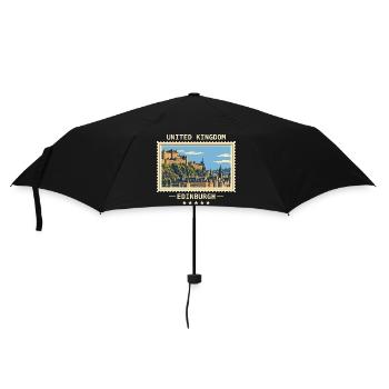 Großbritannien Edinburgh Vintage Reisemarke - Regenschirm (klein) - Schwarz - Vorne