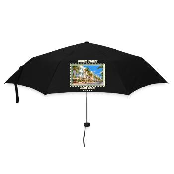 Vereinigte Staaten Miami Beach Vintage Reisemarke - Regenschirm (klein) - Schwarz - Vorne