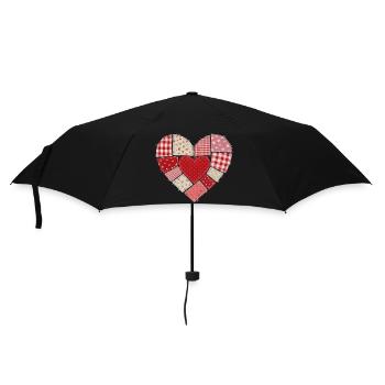 Herz patchwork nähen quilten Geschenk  - Regenschirm (klein) - Schwarz - Vorne