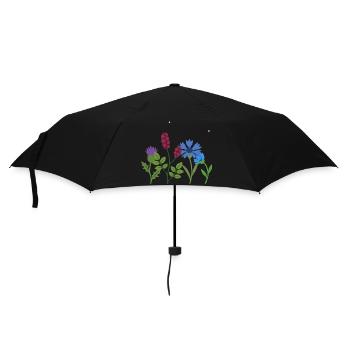 Blumen floral Naturmotiv Illustration Pflanzen - Regenschirm (klein) - Schwarz - Vorne