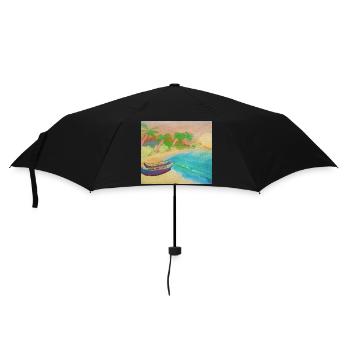 Insellandschaftsstrand und heißer Sand - Regenschirm (klein) - Schwarz - Vorne