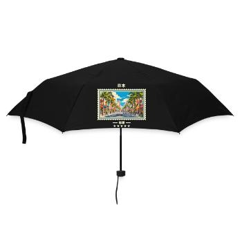 Japan Naha Vintage Reisemarke - Regenschirm (klein) - Schwarz - Vorne