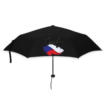 Tschechien Flagge in der Tschechien Landkarte CZ - Regenschirm (klein) - Schwarz - Vorne
