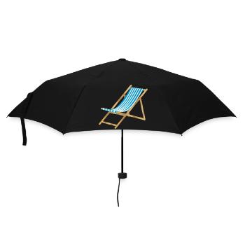 chaise longue marine rayée bleu blanc - Parapluie standard - noir - Devant