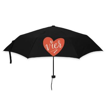 Vier im roten Herz - 4. Geburtstag 4. Jahrestag - Regenschirm (klein) - Schwarz - Vorne