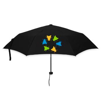 Bunte Hausfliegen Gruppe Team - Regenschirm (klein) - Schwarz - Vorne