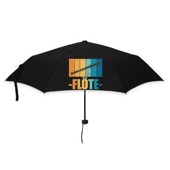Flöte Vintage Musiker Instrument Geschenk - Regenschirm (klein) - Schwarz - Vorne