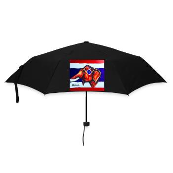 Thai Elefant - Regenschirm (klein) - Schwarz - Vorne