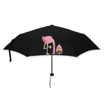 Flamant rose drôle - Parapluie standard - noir - Devant