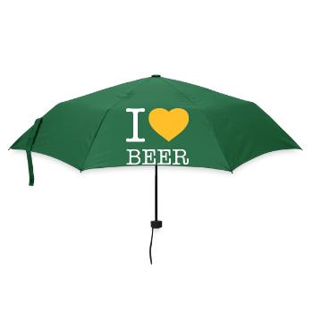 I LOVE BEER Bier - Regenschirm (klein) - Flaschengrün - Vorne