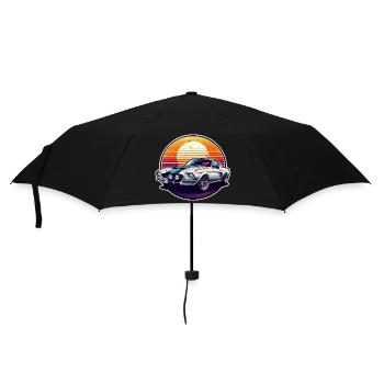 voiture vintage couché de soleil - Parapluie standard - noir - Devant
