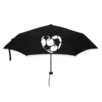 Fußball Liebe Herz Symbol Illustration Mannschaft - Regenschirm (klein) - Schwarz - Vorne