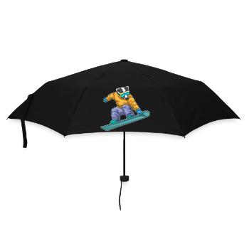 Dachs Snowboarder Snowboard - Regenschirm (klein) - Schwarz - Vorne