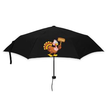 Dinde drôle avec pointeur en bois - Parapluie standard - noir - Devant