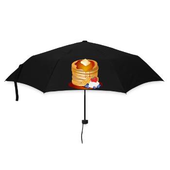 Pancakes Motiv mit Butterflocke und Ahornsirup - Regenschirm (klein) - Schwarz - Vorne