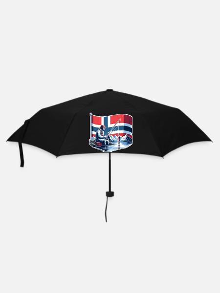 Norwegen Angeln Boot - Regenschirm (klein) - Schwarz