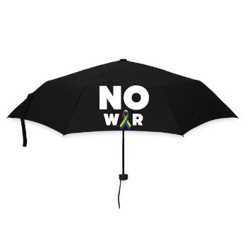 No War text with Ukrainian solidarity ribbon - Umbrella (small) - black - Front