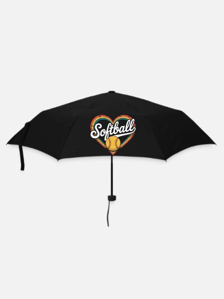 Herz Softball - Regenschirm (klein) - Schwarz