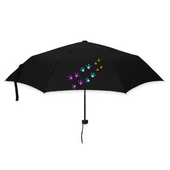 3 Frösche Fußabdrücke Familie Eltern Kind Team süß - Regenschirm (klein) - Schwarz - Vorne