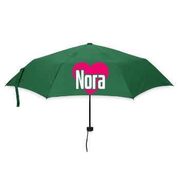 I Love Nora Pinkes Herz Ich liebe Nora - Regenschirm (klein) - Flaschengrün - Vorne