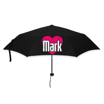 I Love Mark Pinkes Herz Ich liebe Mark - Regenschirm (klein) - Schwarz - Vorne