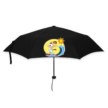 Dog Surfing Surfboard Summer - Umbrella (small) - black - Front