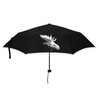 Elch, Wald, Natur, Wildnis, Outdoor, Tier - Regenschirm (klein) - Schwarz - Vorne