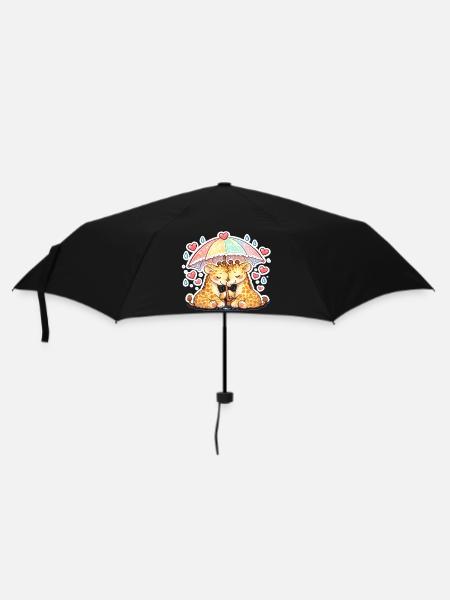 Regenbogenpfote Umarmung giraffe paar - Regenschirm (klein) - Schwarz