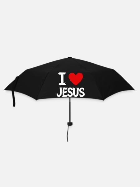 Ich liebe Jesus - Regenschirm (klein) - Schwarz