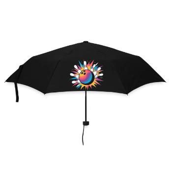Bowling Ball Strike with Colorful Explosion and Pins - Umbrella (small) - black - Front