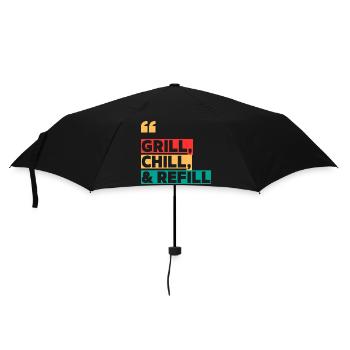 Grillen, Kühlen und Nachfüllen - Regenschirm (klein) - Schwarz - Vorne