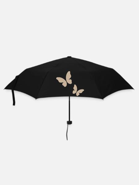 Beige Butterfly Pattern - Umbrella (small) - black