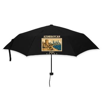 Aserbaidschan Baku Vintage Reisemarke - Regenschirm (klein) - Schwarz - Vorne