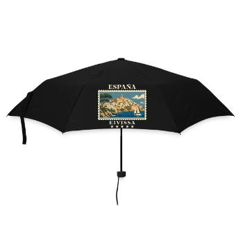 Spanien Eivissa Vintage Reisemarke - Regenschirm (klein) - Schwarz - Vorne