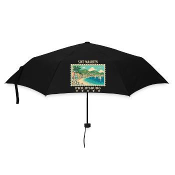 Sint Maarten Philipsburg Vintage Reisemarke - Regenschirm (klein) - Schwarz - Vorne