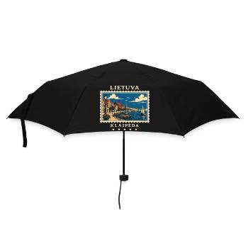 Litauen Klaipėda Vintage Reisemarke - Regenschirm (klein) - Schwarz - Vorne