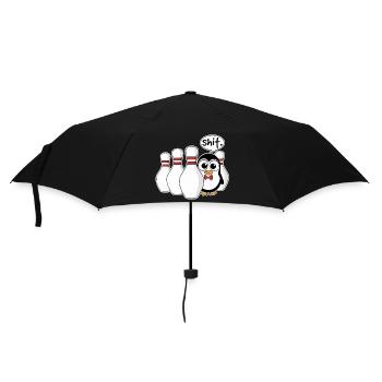 Pinguin im Kegel – Shit Moment Shirt - Regenschirm (klein) - Schwarz - Vorne
