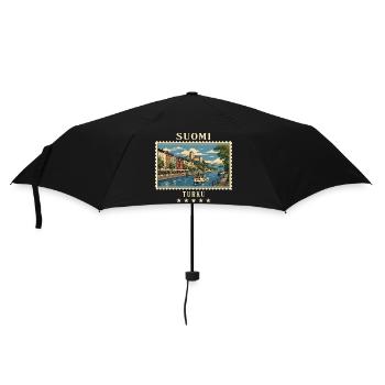 Finnland Turku Vintage Reisemarke - Regenschirm (klein) - Schwarz - Vorne
