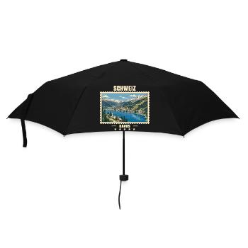 Schweiz Davos Vintage Reisemarke - Regenschirm (klein) - Schwarz - Vorne