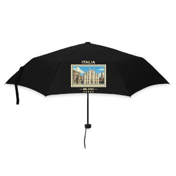 Italien Mailand Vintage Reisemarke - Regenschirm (klein) - Schwarz - Vorne