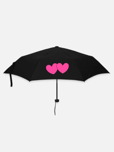 Herz rosa Herz pink Geschenk Valentinstag - Regenschirm (klein) - Schwarz