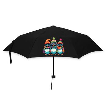 Drôle de Noël pingouins cool - Parapluie standard - noir - Devant
