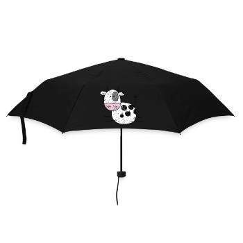 Witzige Kuh Comic I Kinder Geschenk I Kälbchen - Regenschirm (klein) - Schwarz - Vorne