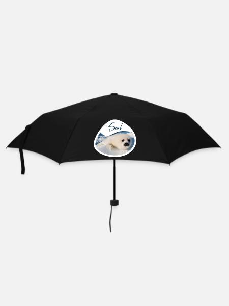 Robbenbaby - Regenschirm (klein) - Schwarz