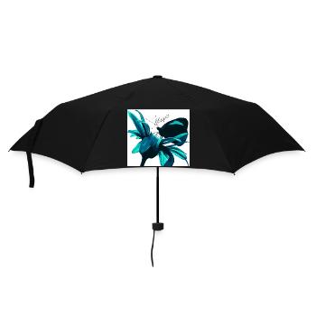 Teal Magic Flower Print - Umbrella (small) - black - Front