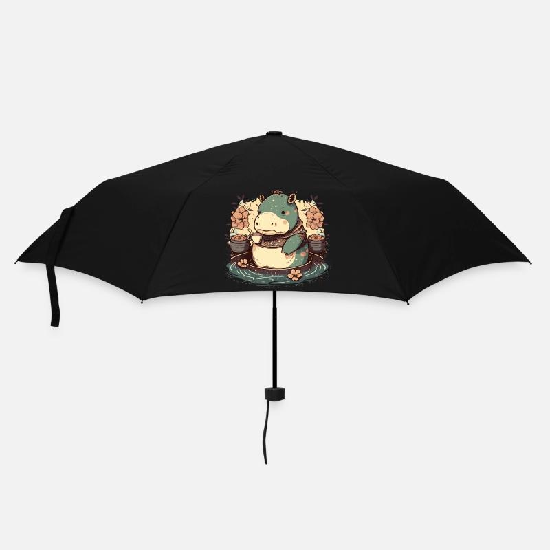 Nilpferd 5 - Regenschirm (klein) - Schwarz